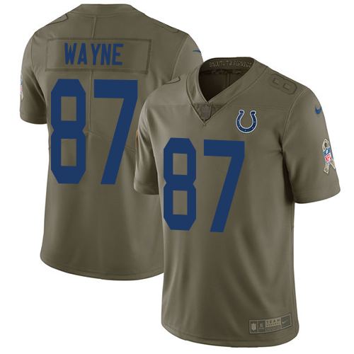 Nike Colts #87 Reggie Wayne Olive Men's Stitched NFL Limited Salute to Service Jersey
